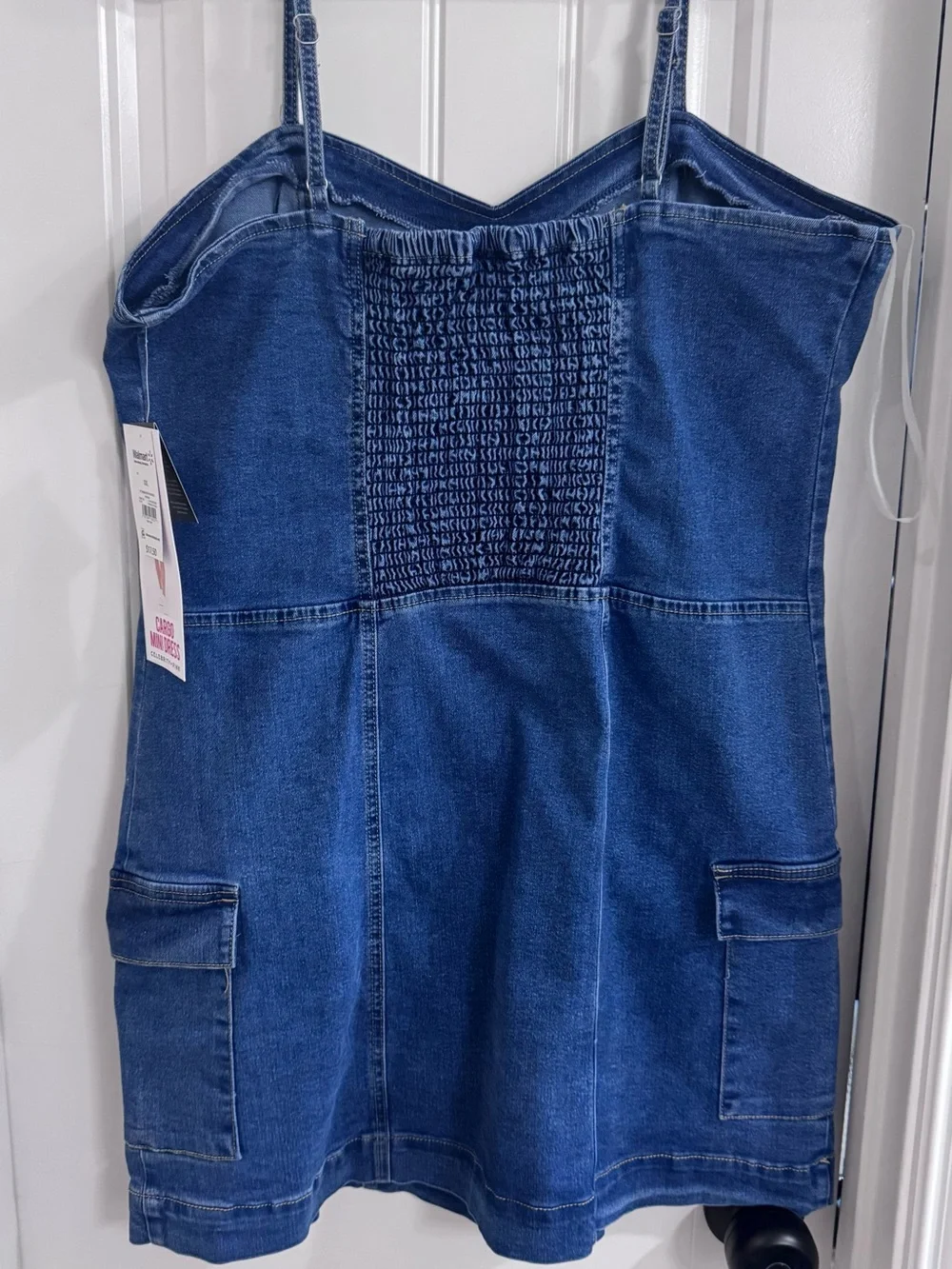 Celebrity Pink Blue Denim Cargo Mini Dress - Picture 2 of 3